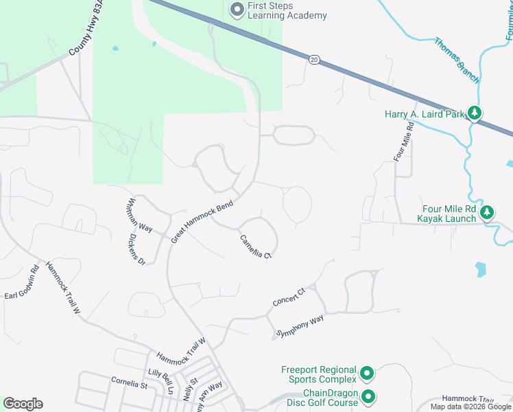 map of restaurants, bars, coffee shops, grocery stores, and more near 56 Camellia Lane in Freeport