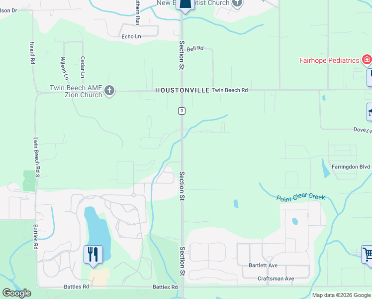 map of restaurants, bars, coffee shops, grocery stores, and more near 18732 Section Street in Fairhope