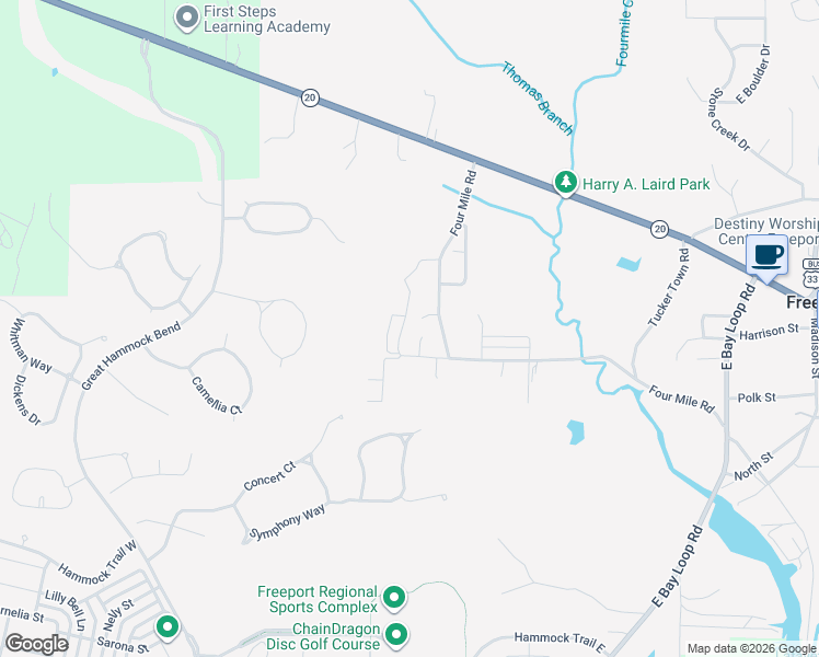 map of restaurants, bars, coffee shops, grocery stores, and more near 198 Caswell Branch Road in Freeport