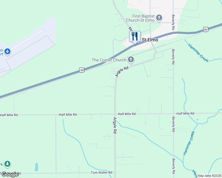 map of restaurants, bars, coffee shops, grocery stores, and more near 9306 Argyle Road in Irvington