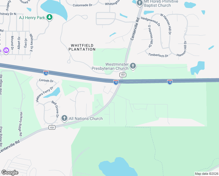 map of restaurants, bars, coffee shops, grocery stores, and more near 2156 Kinsley Lane in Tallahassee