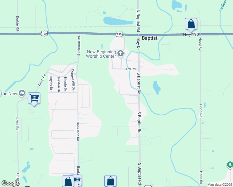 map of restaurants, bars, coffee shops, grocery stores, and more near 11508 Palmisano Drive in Hammond