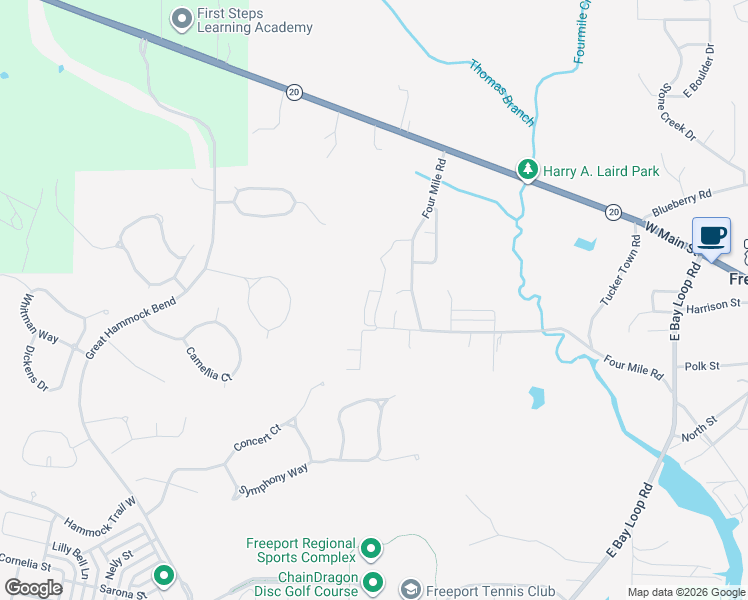 map of restaurants, bars, coffee shops, grocery stores, and more near 198 Caswell Branch Road in Freeport