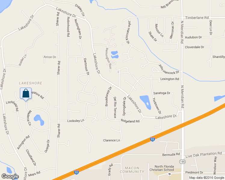 map of restaurants, bars, coffee shops, grocery stores, and more near 3225 East Lakeshore Drive in Tallahassee