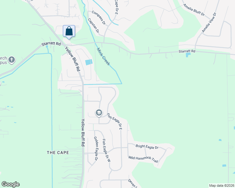 map of restaurants, bars, coffee shops, grocery stores, and more near 14225 Fish Eagle Drive East in Jacksonville