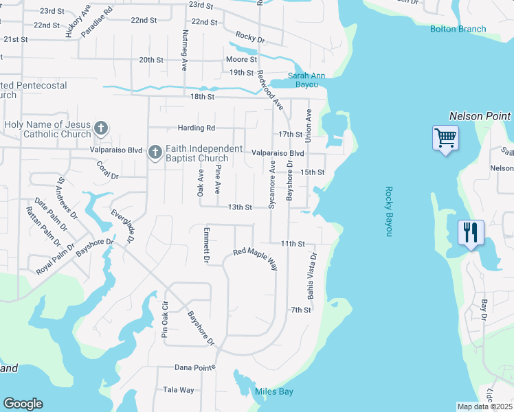 map of restaurants, bars, coffee shops, grocery stores, and more near 4031 13th Street in Niceville