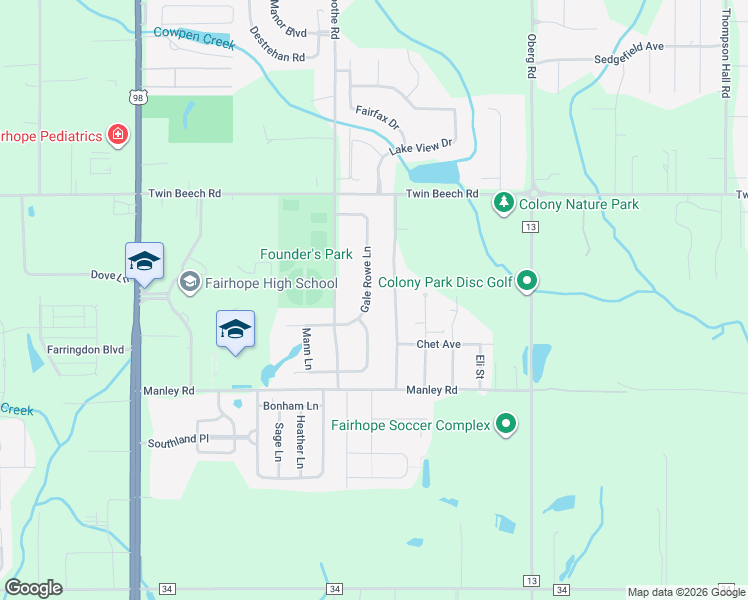 map of restaurants, bars, coffee shops, grocery stores, and more near 8767 Gale Rowe Lane in Fairhope