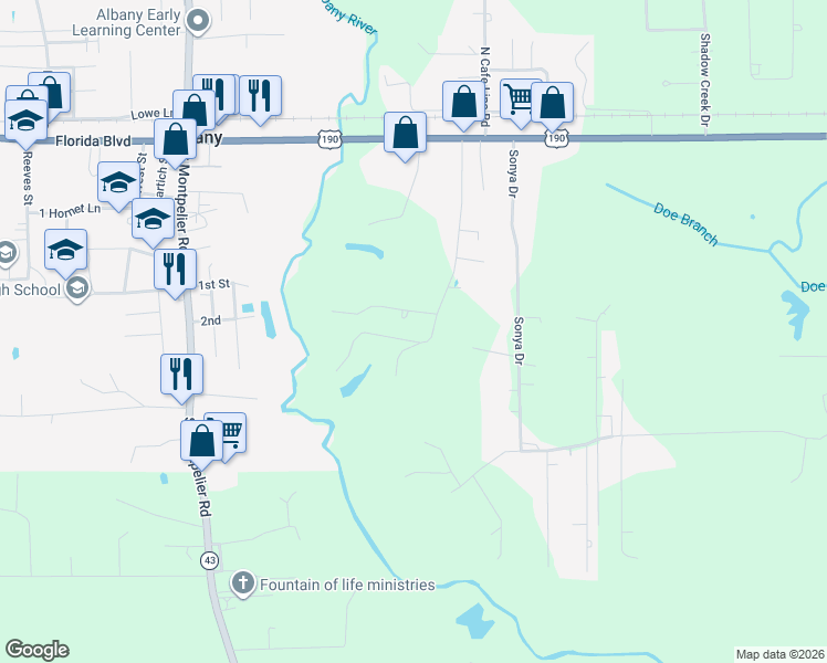 map of restaurants, bars, coffee shops, grocery stores, and more near 30360 Carroll Road in Albany
