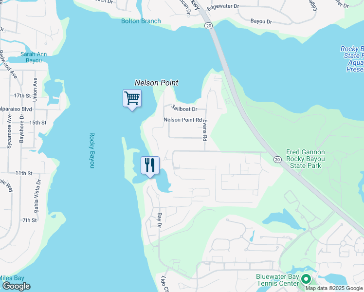 map of restaurants, bars, coffee shops, grocery stores, and more near 4229 Lancaster Drive in Niceville
