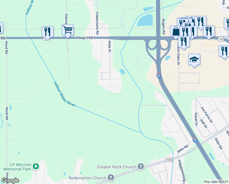map of restaurants, bars, coffee shops, grocery stores, and more near 100 Tammy Drive in Hammond