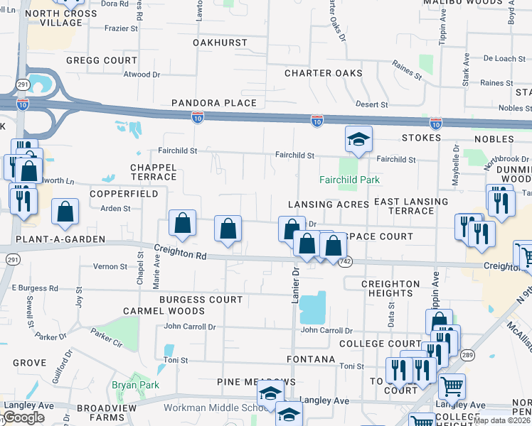 map of restaurants, bars, coffee shops, grocery stores, and more near 7105 Calumet Court in Pensacola