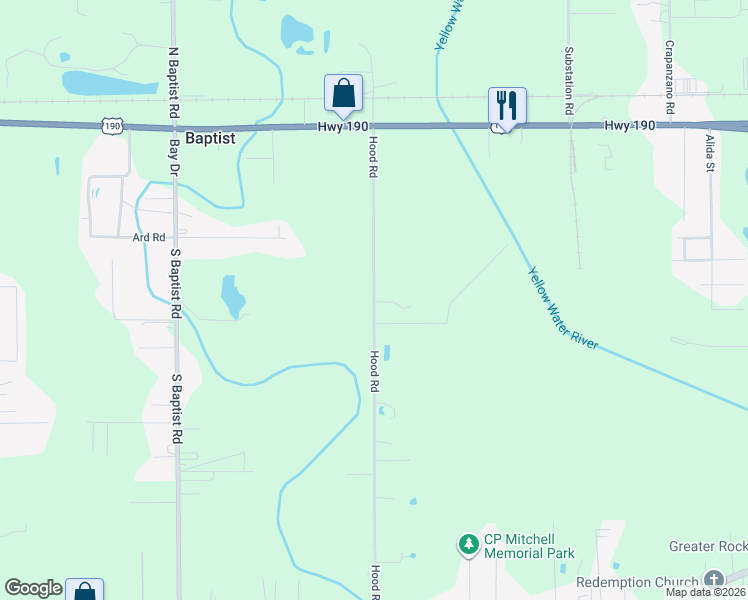 map of restaurants, bars, coffee shops, grocery stores, and more near 44398 Hood Road in Hammond