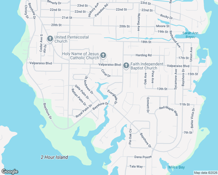 map of restaurants, bars, coffee shops, grocery stores, and more near 1027 Everglade Drive in Niceville
