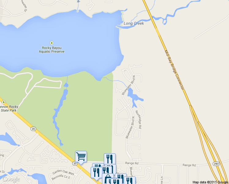 map of restaurants, bars, coffee shops, grocery stores, and more near 1714 Oakview Cove in Niceville