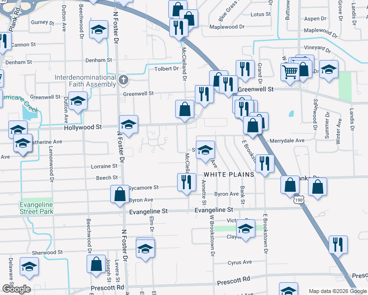 map of restaurants, bars, coffee shops, grocery stores, and more near 5315 McClelland Drive in Baton Rouge