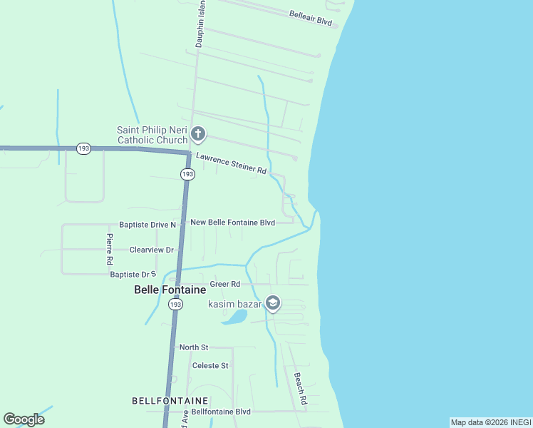 map of restaurants, bars, coffee shops, grocery stores, and more near 9210 Lawrence Steiner Road in Theodore