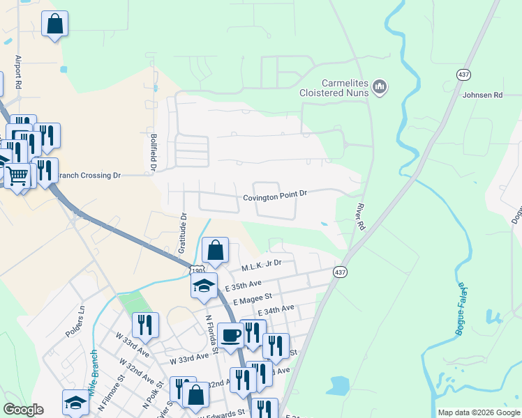 map of restaurants, bars, coffee shops, grocery stores, and more near 142 Sumner Street in Covington