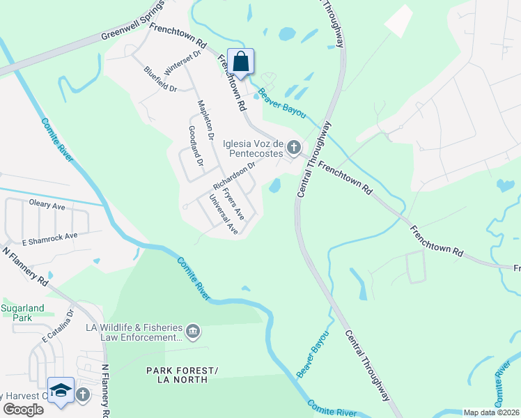 map of restaurants, bars, coffee shops, grocery stores, and more near 4990 McCormick Avenue in Central