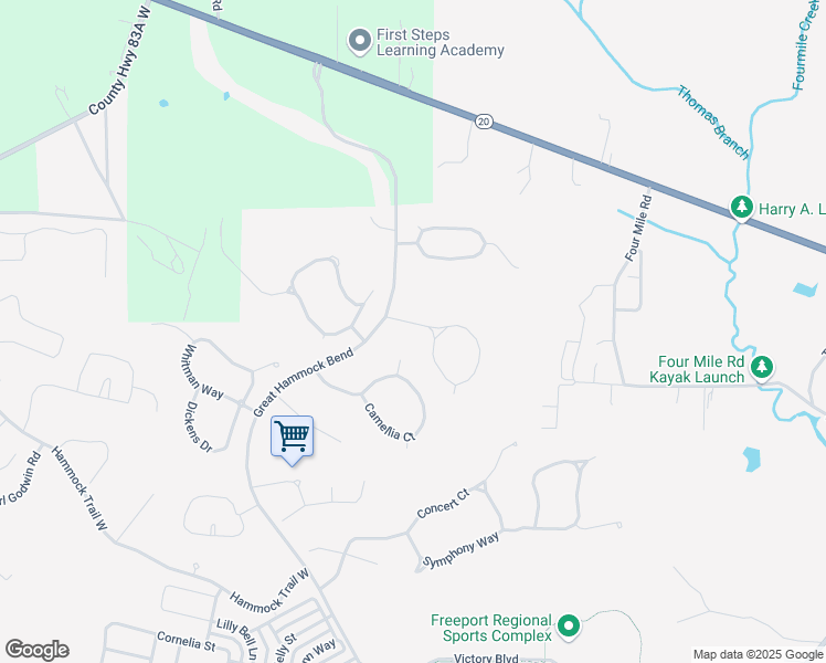map of restaurants, bars, coffee shops, grocery stores, and more near 66 Mango Lane in Freeport