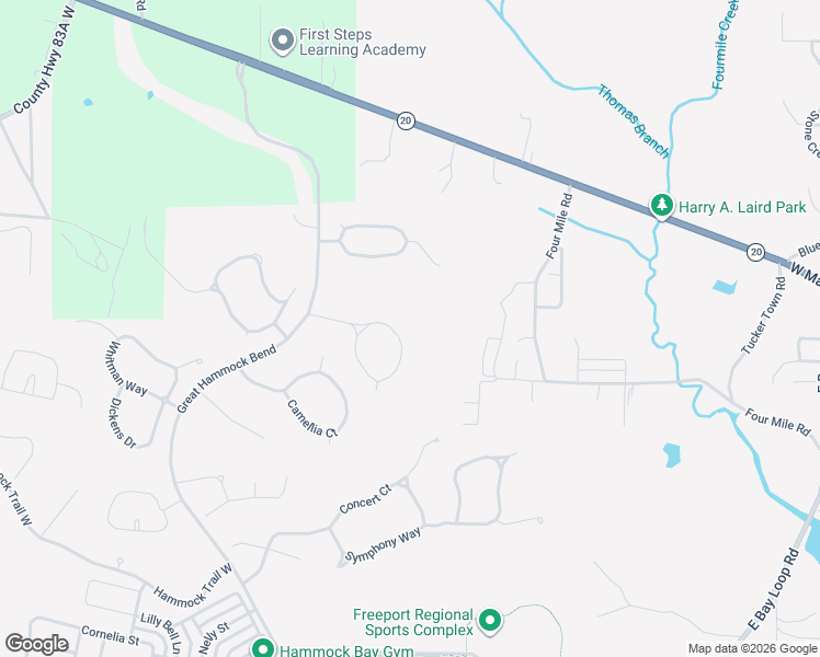 map of restaurants, bars, coffee shops, grocery stores, and more near 446 Mango Lane in Freeport