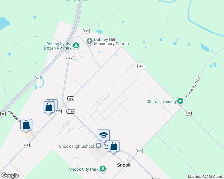 map of restaurants, bars, coffee shops, grocery stores, and more near 9855 FM 2155 in Snook