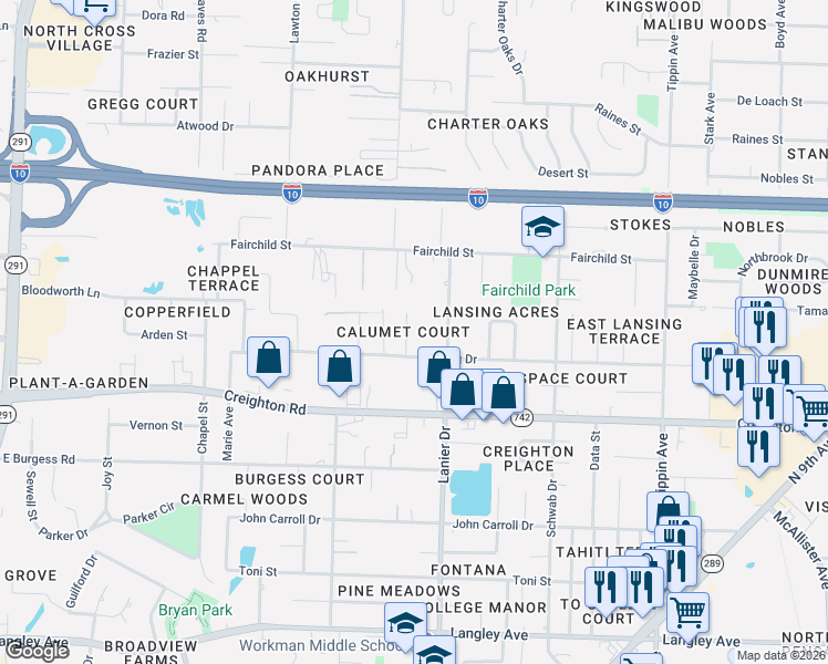 map of restaurants, bars, coffee shops, grocery stores, and more near in Pensacola