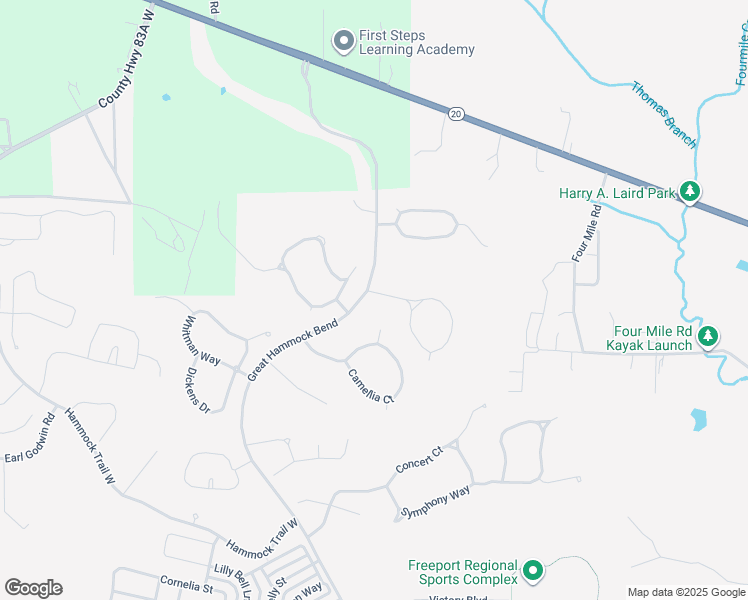 map of restaurants, bars, coffee shops, grocery stores, and more near 22 Mango Lane in Freeport