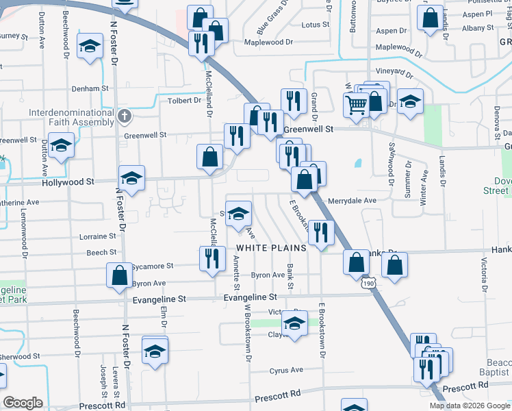 map of restaurants, bars, coffee shops, grocery stores, and more near 5316 Enterprise Street in Baton Rouge