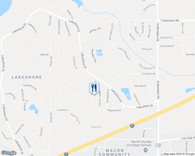 map of restaurants, bars, coffee shops, grocery stores, and more near 3226 Lakeshore Drive in Tallahassee