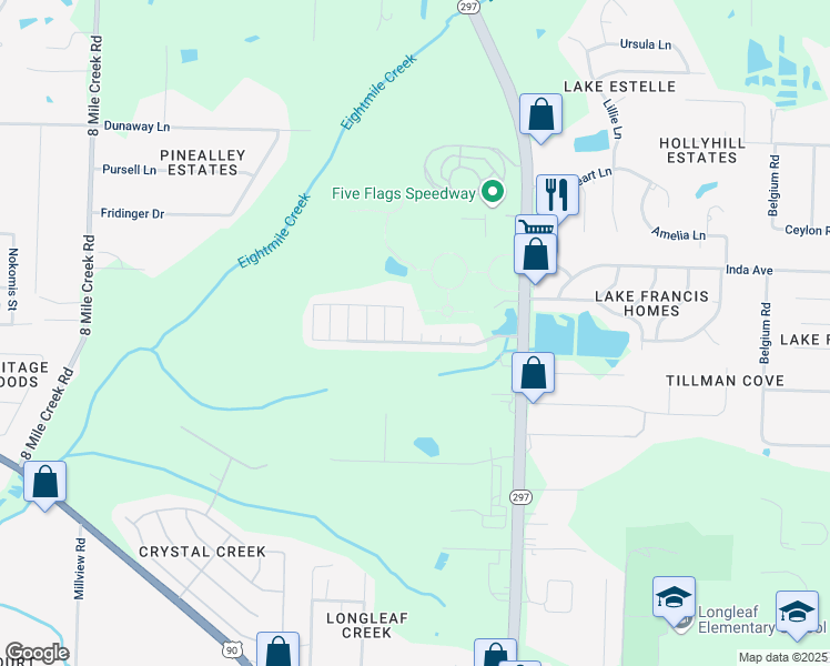 map of restaurants, bars, coffee shops, grocery stores, and more near 7333 Pine Forest Road in Pensacola