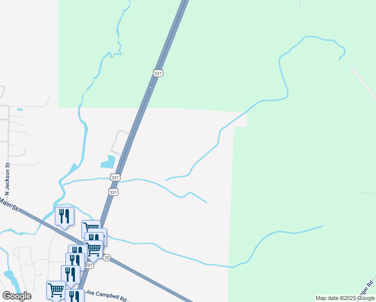 map of restaurants, bars, coffee shops, grocery stores, and more near U.S. 331 in Freeport