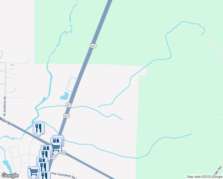 map of restaurants, bars, coffee shops, grocery stores, and more near U.S. 331 in Freeport