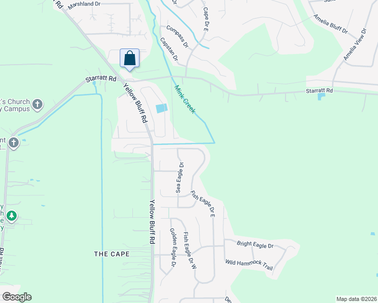 map of restaurants, bars, coffee shops, grocery stores, and more near 14292 Fish Eagle Drive East in Jacksonville