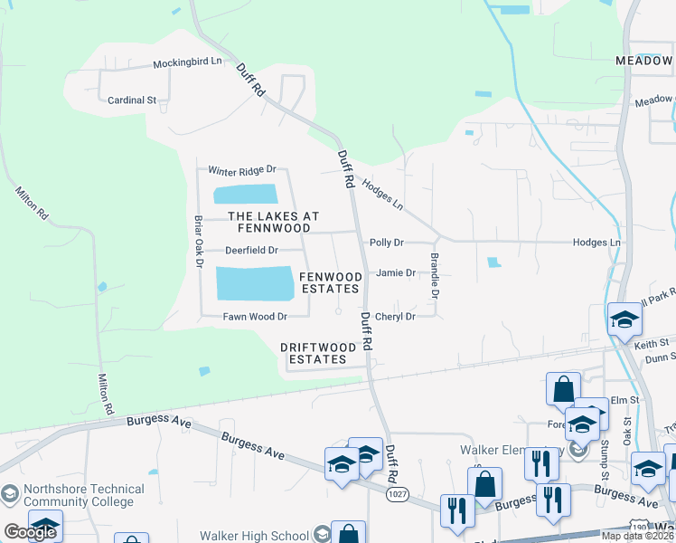 map of restaurants, bars, coffee shops, grocery stores, and more near Kirbywood Drive in Walker