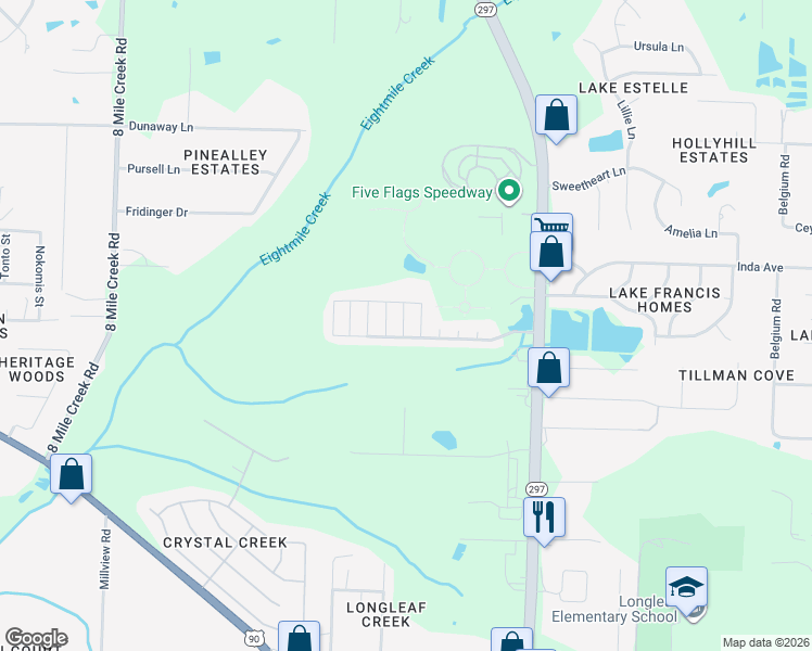 map of restaurants, bars, coffee shops, grocery stores, and more near 7333 Pine Forest Road in Pensacola