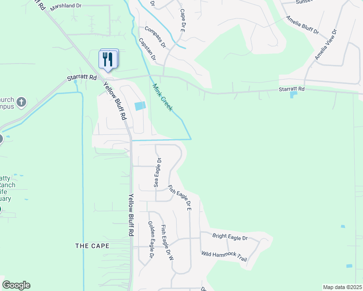 map of restaurants, bars, coffee shops, grocery stores, and more near 14249 Fish Eagle Drive East in Jacksonville
