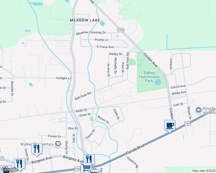 map of restaurants, bars, coffee shops, grocery stores, and more near 13740 Ball Park Road in Walker