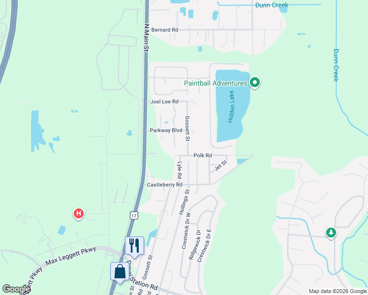 map of restaurants, bars, coffee shops, grocery stores, and more near 153 Polk Road in Jacksonville