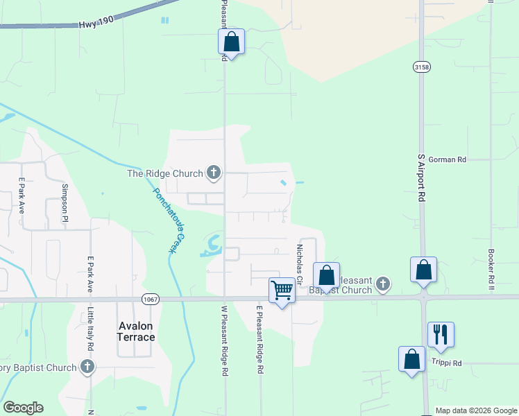 map of restaurants, bars, coffee shops, grocery stores, and more near 44160 Dogwood Court in Hammond