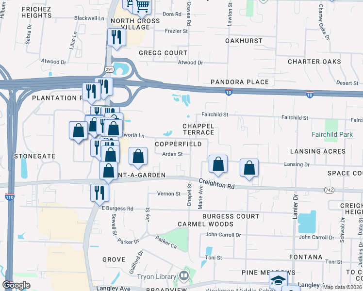 map of restaurants, bars, coffee shops, grocery stores, and more near 1129 Bloodworth Lane in Pensacola