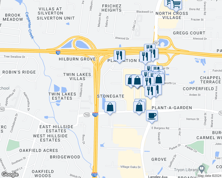 map of restaurants, bars, coffee shops, grocery stores, and more near 600 University Office Boulevard in Pensacola