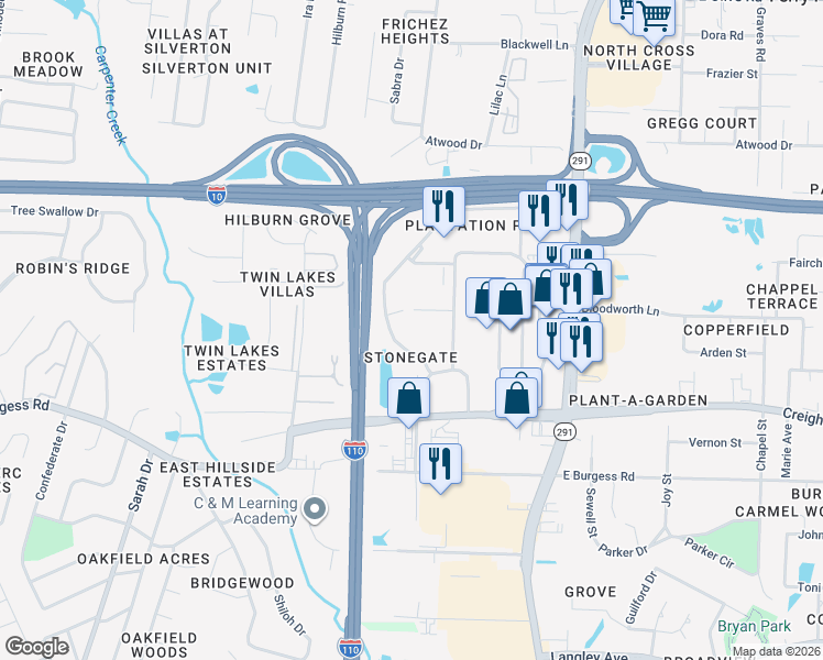 map of restaurants, bars, coffee shops, grocery stores, and more near 600 University Office Boulevard in Pensacola