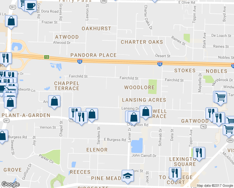 map of restaurants, bars, coffee shops, grocery stores, and more near 7119 Calumet Court in Pensacola