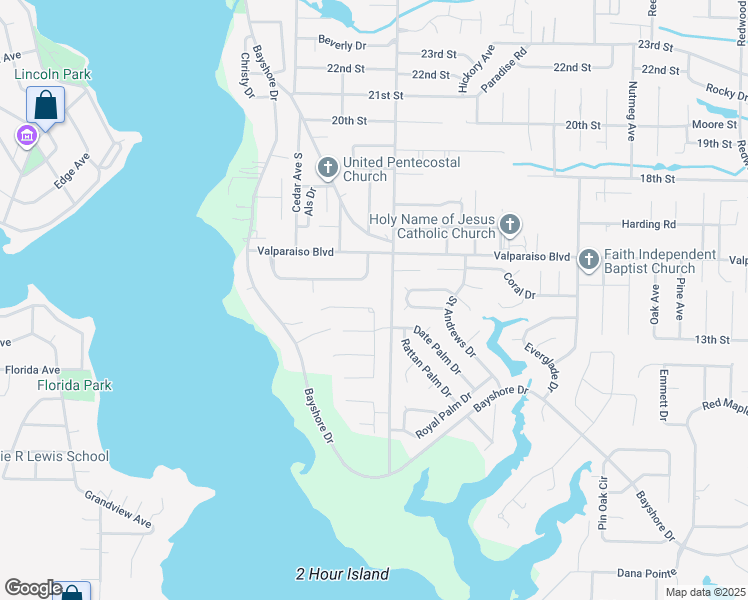 map of restaurants, bars, coffee shops, grocery stores, and more near 758 Woods Drive in Niceville