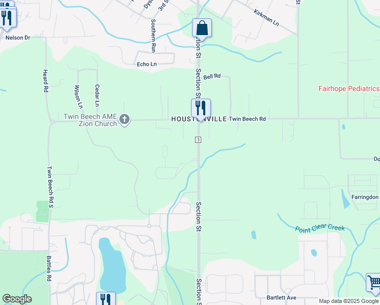 map of restaurants, bars, coffee shops, grocery stores, and more near 18823 Section Street in Fairhope