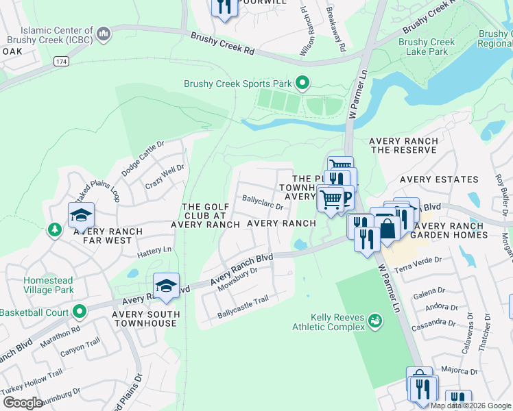 map of restaurants, bars, coffee shops, grocery stores, and more near 10812 North Canoa Hills Trail in Austin