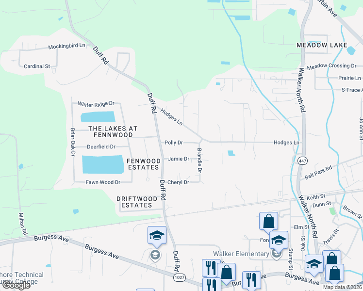 map of restaurants, bars, coffee shops, grocery stores, and more near 12780 Polly Drive in Walker