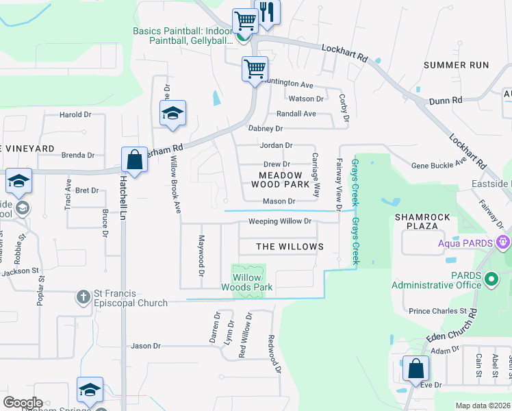 map of restaurants, bars, coffee shops, grocery stores, and more near 9130 Mason Drive in Denham Springs