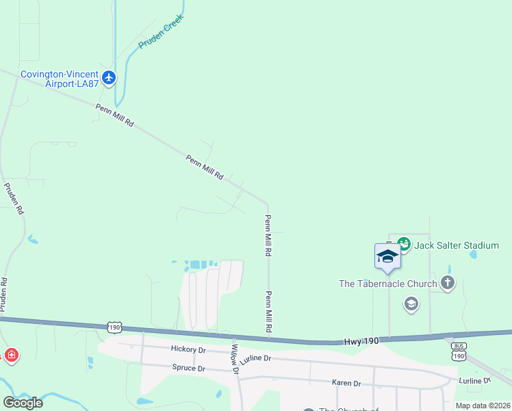 map of restaurants, bars, coffee shops, grocery stores, and more near 73175 Penn Mill Road in Covington