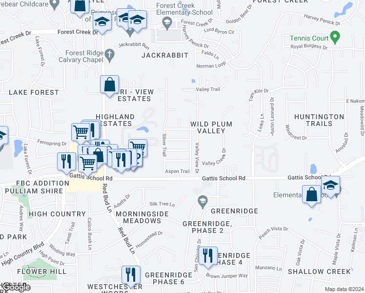 map of restaurants, bars, coffee shops, grocery stores, and more near 129 Snowdrift Trail in Round Rock